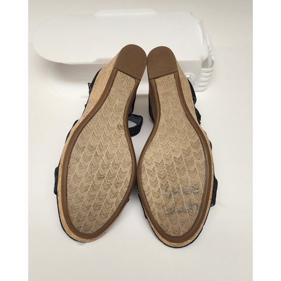 Toms Sandals Women's Sienna Criss Cross Straps Black Wedge Buckle Sandals 7.5 - Picture 11 of 11